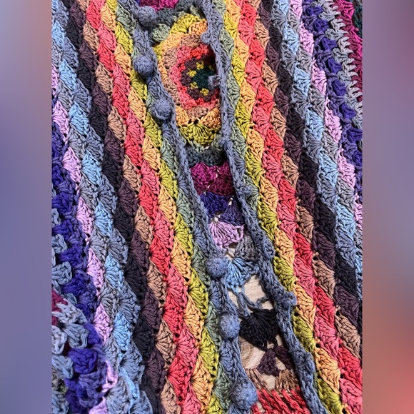 Forever 21 Y2K Womens Large L Colorful Crochet Boho Festival Vest Hippie 2000s - Picture 4 of 6
